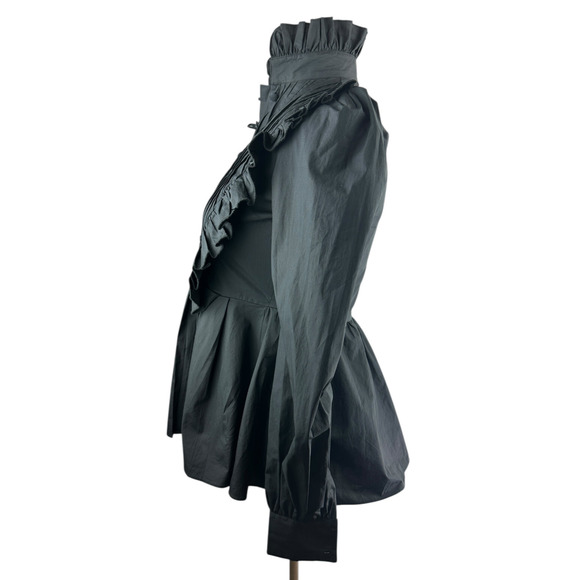 *Flawed* Victorian Choice Black Blouse Steampunk Witchy Goth Button Top Medium - Picture 12 of 16